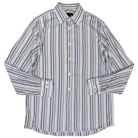 EXPRESS Men's "Premium Woven Cloth" Striped Dress Shirt | Size M - Picture 2 of 9